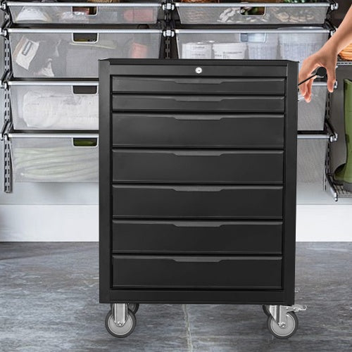 7-Drawer Rolling Tool Chest Cabinet – Heavy Duty Metal Tool Box with Wheels & Locking System for Garage Organization
