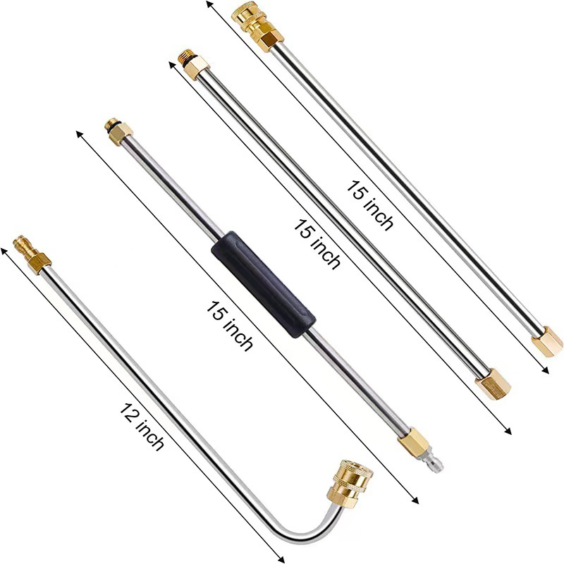High-Pressure Washer Gun 7-Piece Set with Stainless Steel Extension – Perfect for Car, Deck & Siding Cleaning