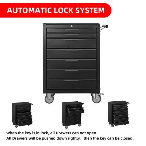 7-Drawer Rolling Tool Chest Cabinet – Heavy Duty Metal Tool Box with Wheels & Locking System for Garage Organization