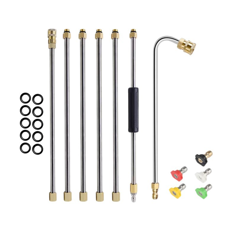 High-Pressure Washer Gun 7-Piece Set with Stainless Steel Extension – Perfect for Car, Deck & Siding Cleaning