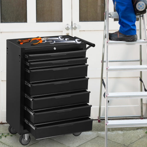7-Drawer Rolling Tool Chest Cabinet – Heavy Duty Metal Tool Box with Wheels & Locking System for Garage Organization